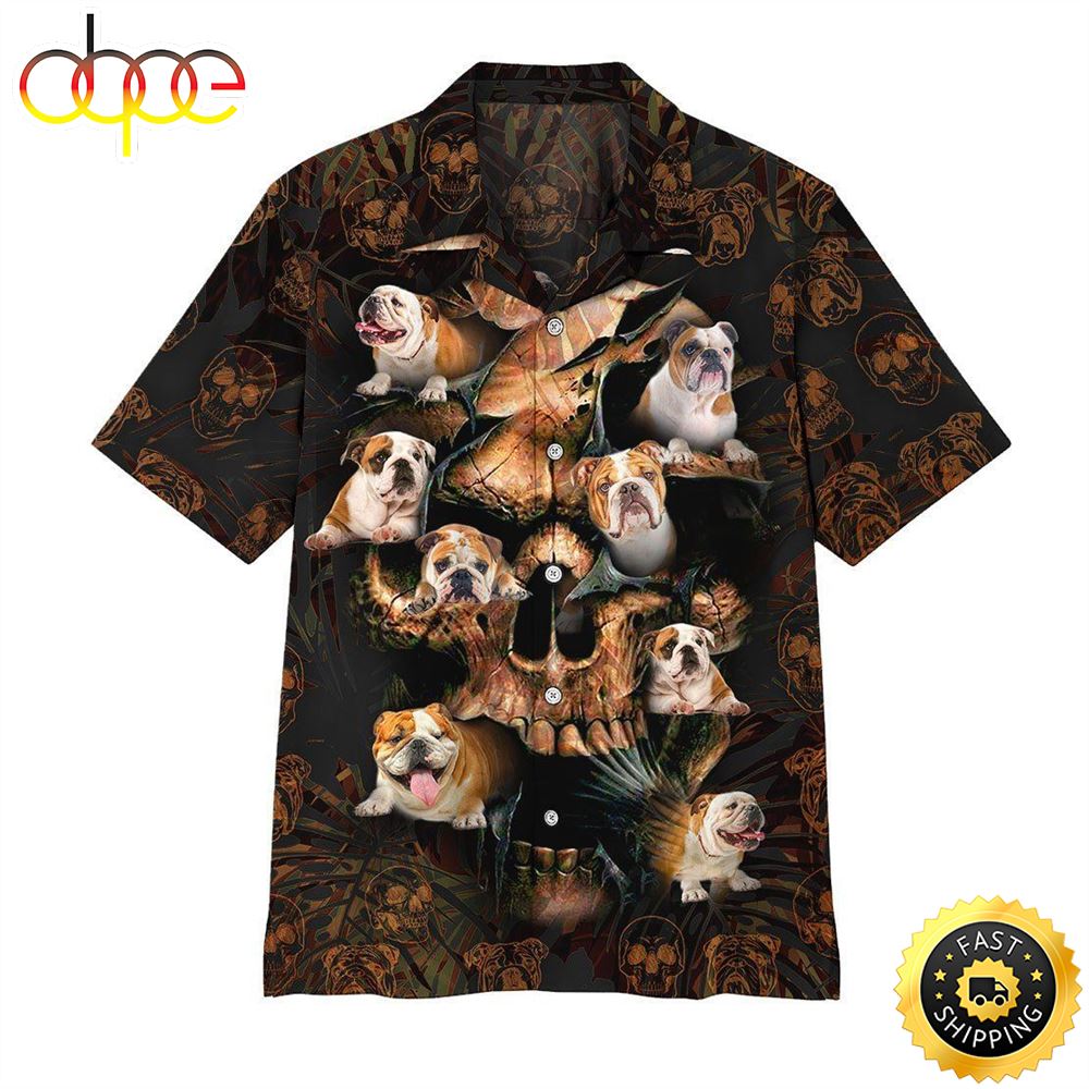 Bulldog Skull Hawaiian Shirts Men Dog Hawaiian Shirt Best Gifts For Dog Lovers 1