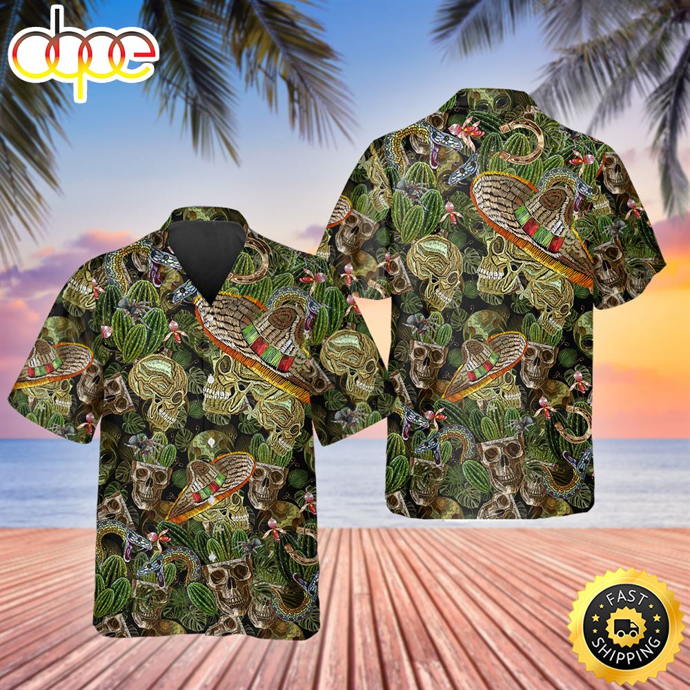 Cactus Mexican Skull Hawaiian Shirt Hawaiian Shirt For Men Best Hawaiian Shirts 1