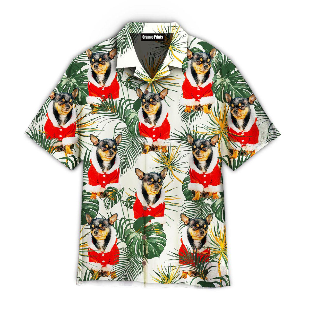 Chihuahua Dog Merry Christmas With Leaves Tropical Hawaiian Shirts Men Dog Hawaiian Shirt Best Gifts For Dog Lovers 1