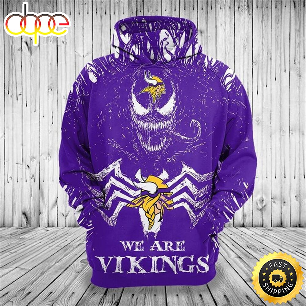 Classic Venom Horror Movie Character We Are Vikings 3D Hoodie All Over Print Shirts