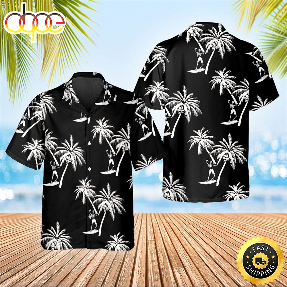 Coconut Tree Skull Black Hawaiian Shirt Hawaiian Shirt For Men Best Hawaiian Shirts 1