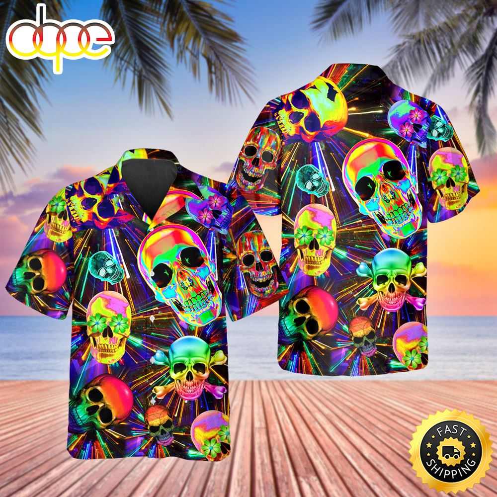 Color Summer Vibes Skull Hawaiian Shirt Hawaiian Shirt For Men Best Hawaiian Shirts 1