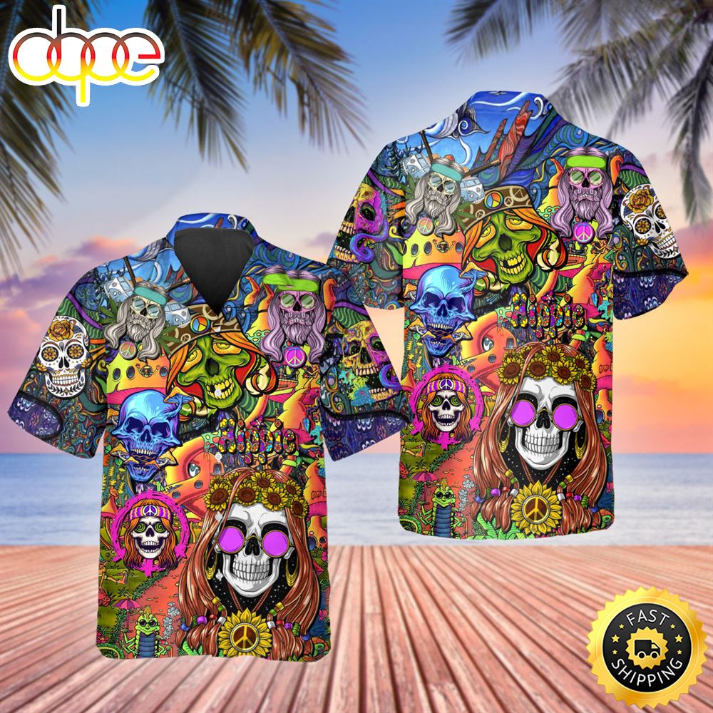 Color Water Happy Summer Skull Hawaiian Shirt Hawaiian Shirt For Men Best Hawaiian Shirts 1