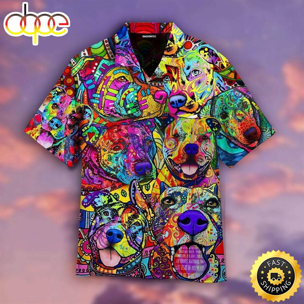 Colorful Abstract Dog Hawaiian Shirts Men Dog Hawaiian Shirt Best Gifts For Dog Lovers 1