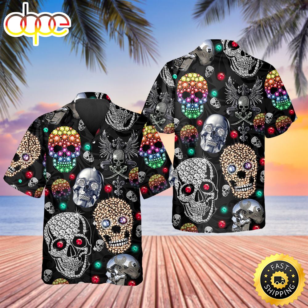Colorful Diamond Skull Hawaiian Shirt Hawaiian Shirt For Men Best Hawaiian Shirts 1