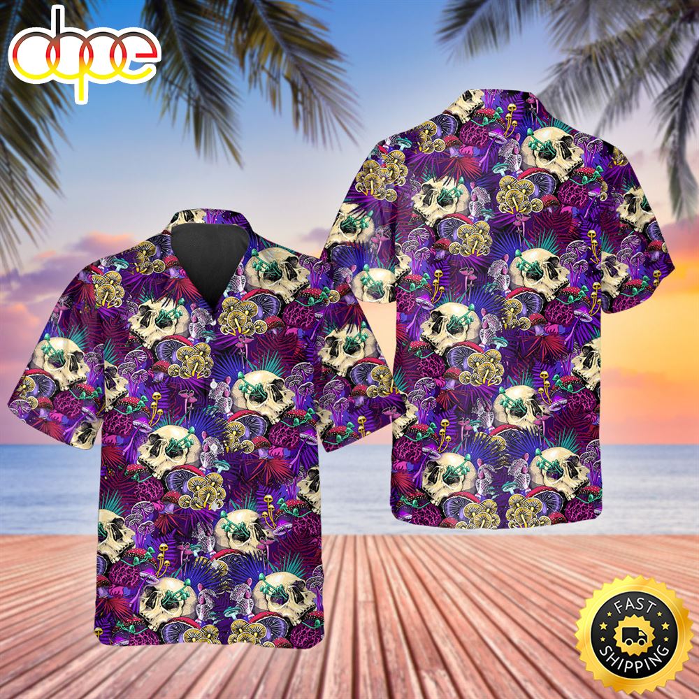 Colorful Mushroom Skull Hawaiian Shirt Hawaiian Shirt For Men Best Hawaiian Shirts 1