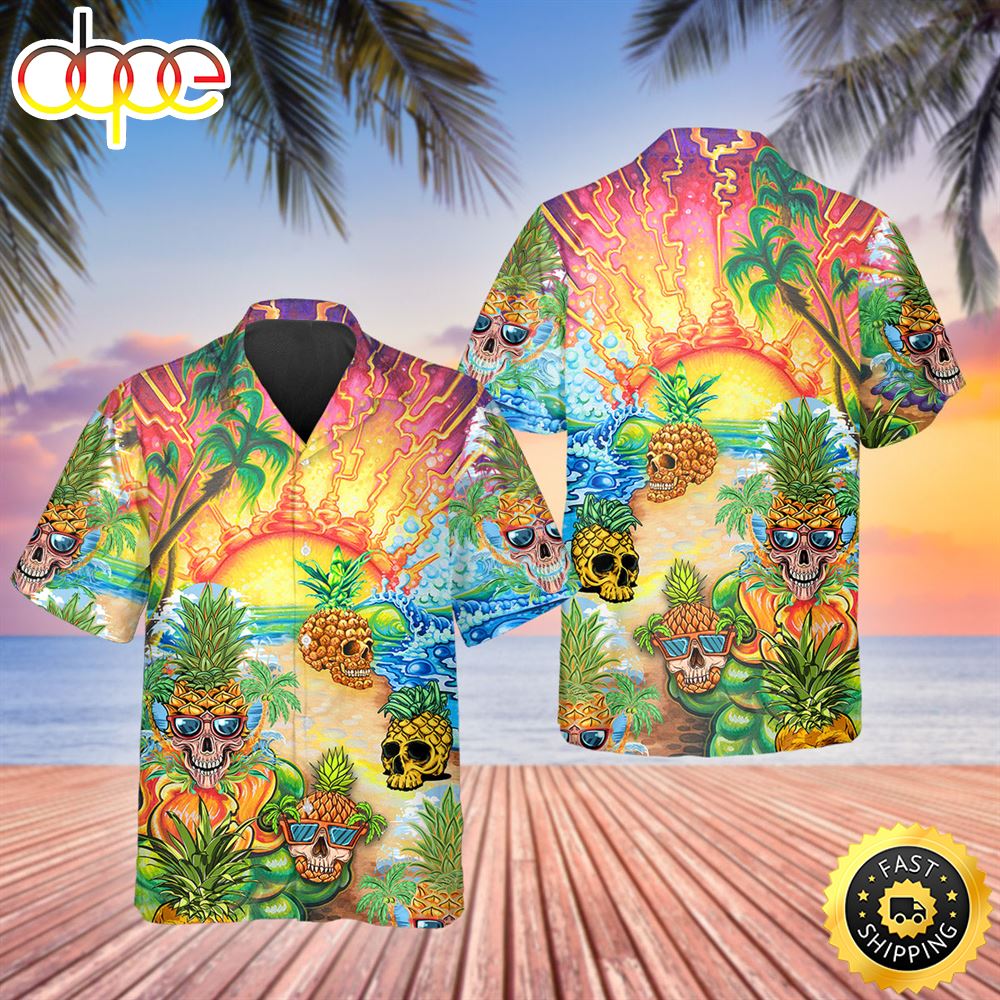 Colorful Pineapple Skull Hawaiian Shirt Hawaiian Shirt For Men Best Hawaiian Shirts 1