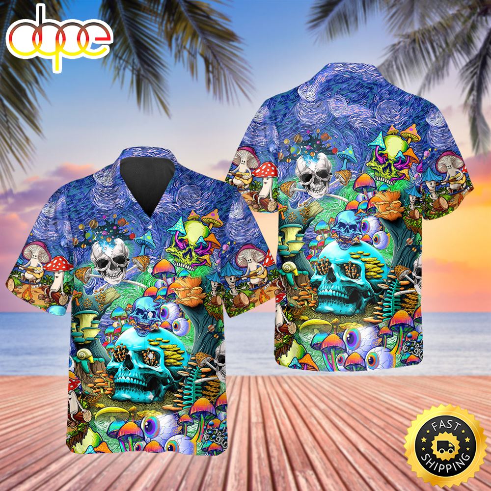 Colorful Psychedelic Trippy Skull Hawaiian Shirt Hawaiian Shirt For Men Best Hawaiian Shirts 1