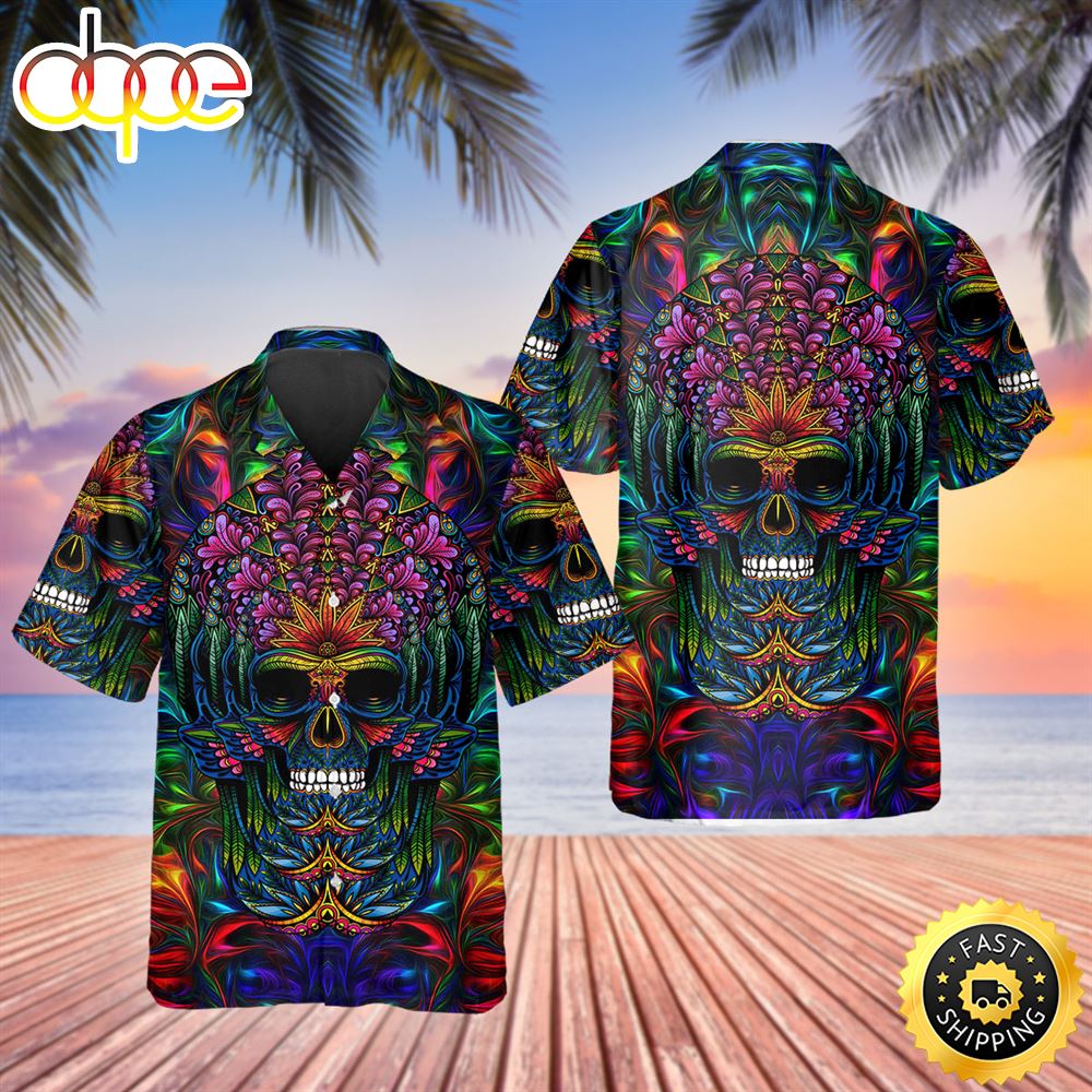 Colorful Skull Art Hawaiian Shirt Hawaiian Shirt For Men Best Hawaiian Shirts 1