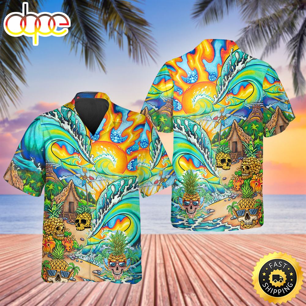 Colorful Skull Village Hawaiian Shirt Hawaiian Shirt For Men Best Hawaiian Shirts 1