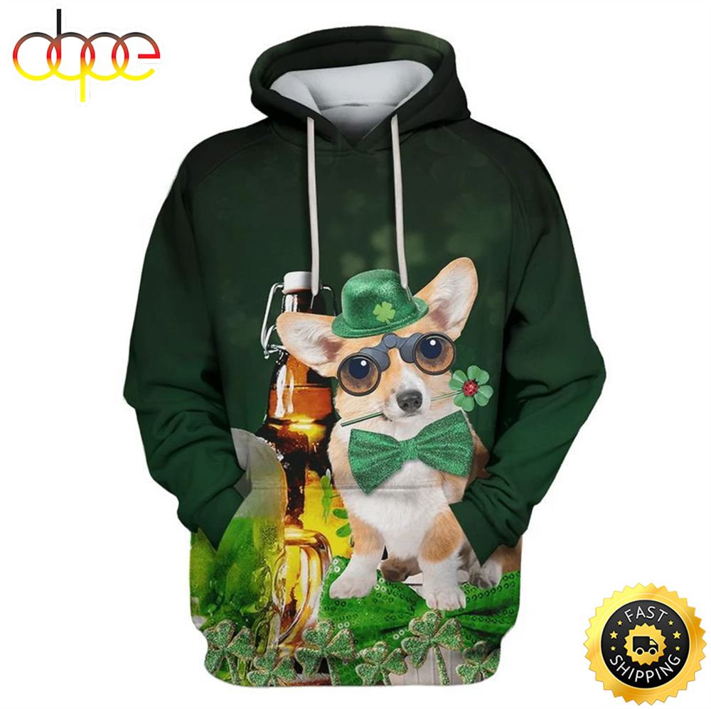 Corgi Dog Saint Patricks Day Happy Patrick S Day 3d Hoodie All Over Print Shirt