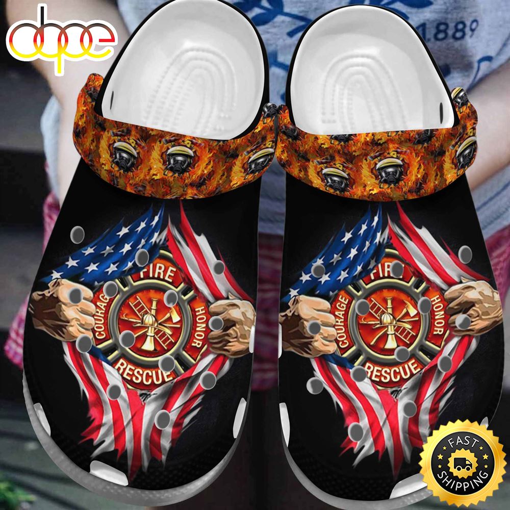 Courage Fire Honor Rescue US Firefighter Firefighter 4th Of July Crocs Crocband Clogs