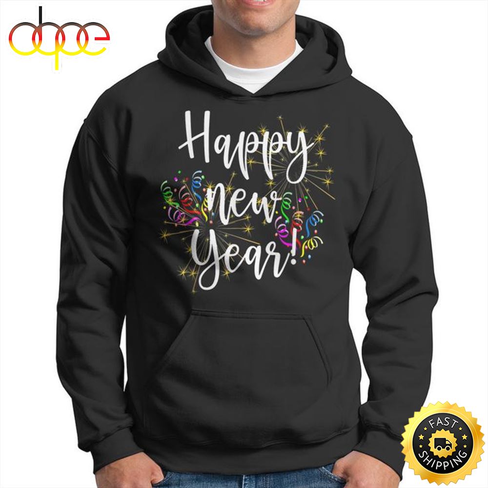Cute Happy New Year Day Eve Party Fireworks Confetti Costume Unisex Basic T Shirt 1