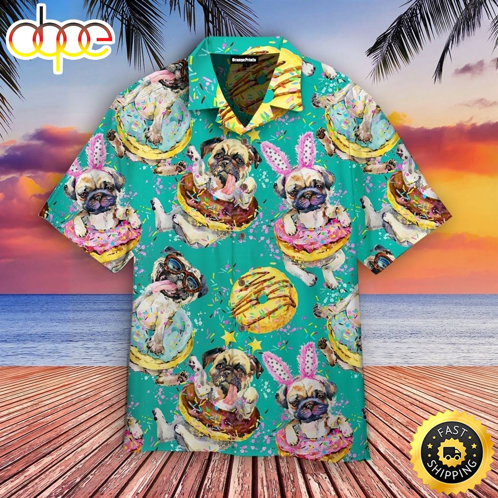Cute Pug Dog Donuts Hawaiian Shirts Men Dog Hawaiian Shirt Best Gifts For Dog Lovers 1
