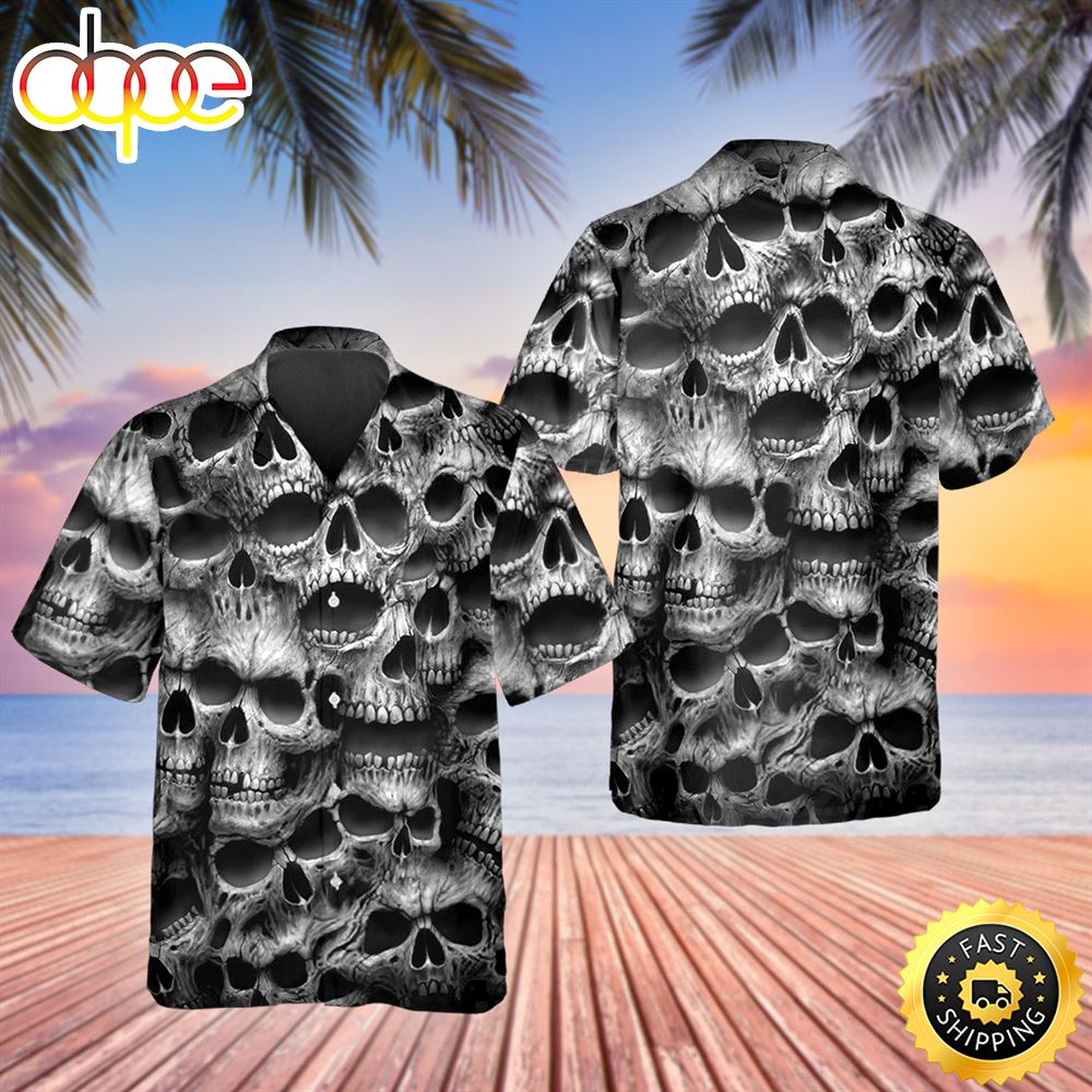 Dark Skull Pile Hawaiian Shirt Hawaiian Shirt For Men Best Hawaiian Shirts 1