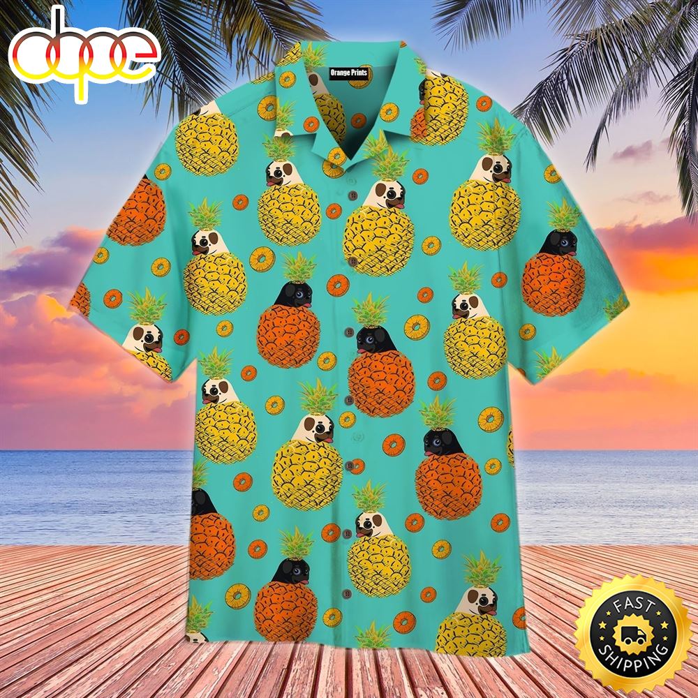 Dog In Juicy Pineapple Print Hawaiian Shirts Men Dog Hawaiian Shirt Best Gifts For Dog Lovers 1