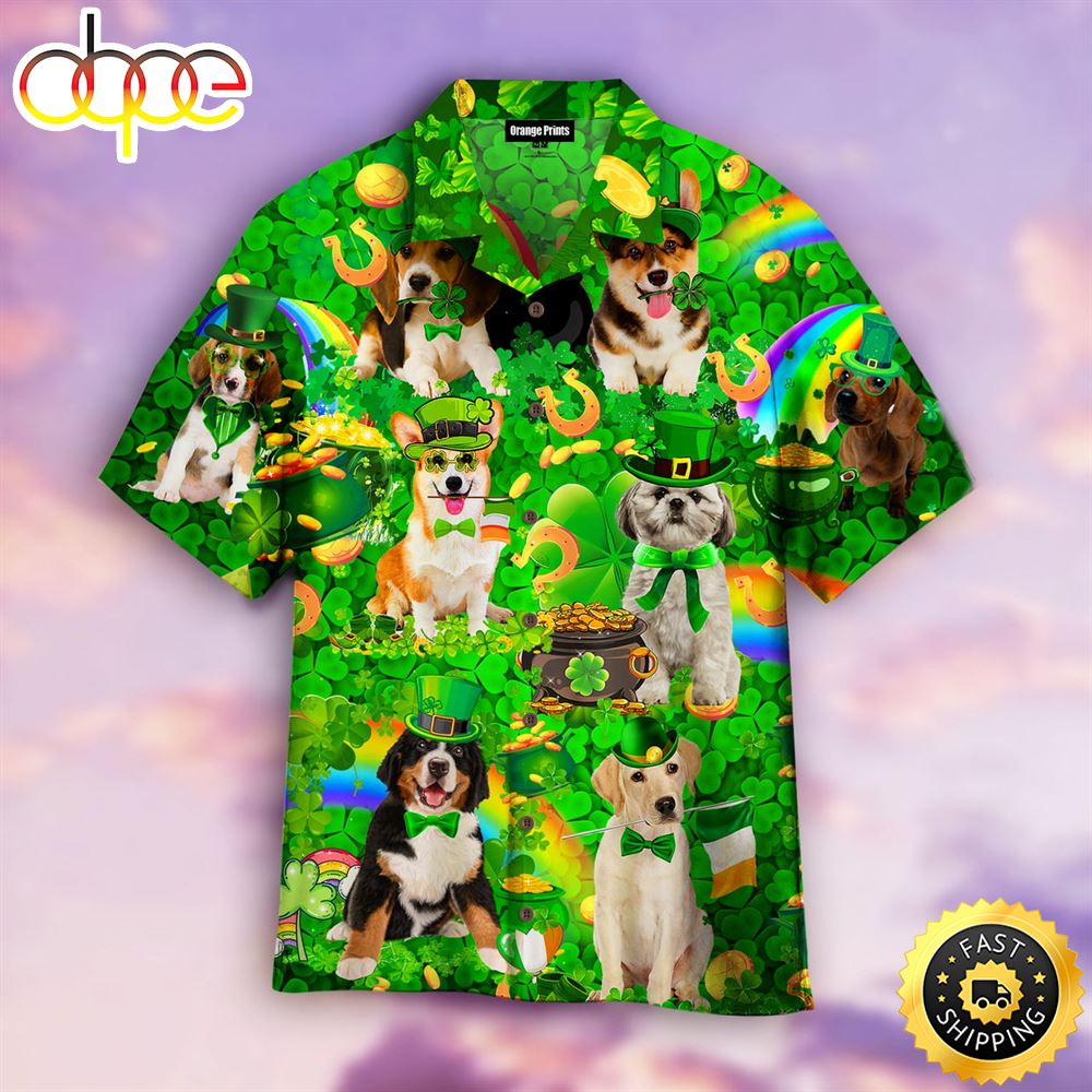 Dog Love Irish Patricks Day Hawaiian Shirts Men Dog Hawaiian Shirt Best Gifts For Dog Lovers 1