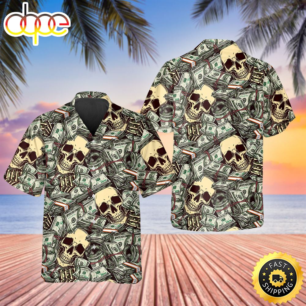 Dollar Skull Hawaiian Shirt Hawaiian Shirt For Men Best Hawaiian Shirts 1