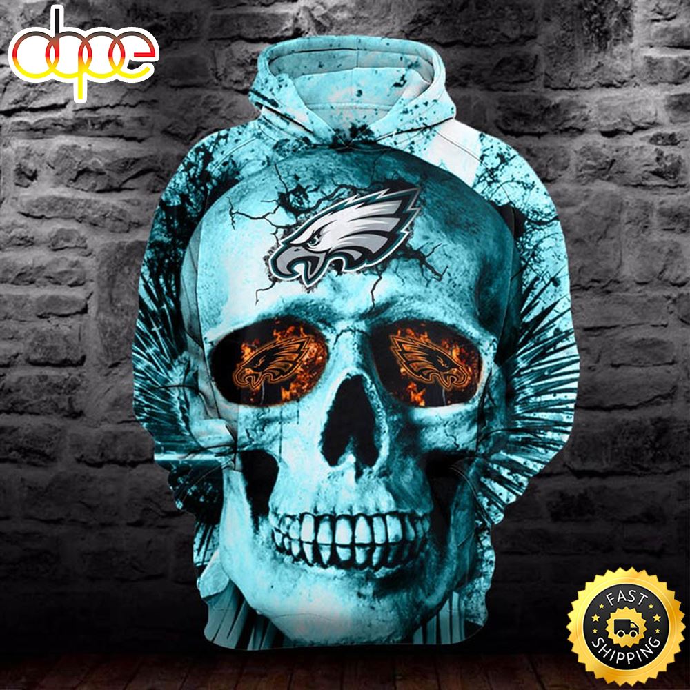 Eagles Neon Green Skull 3D Hoodie All Over Print Shirt