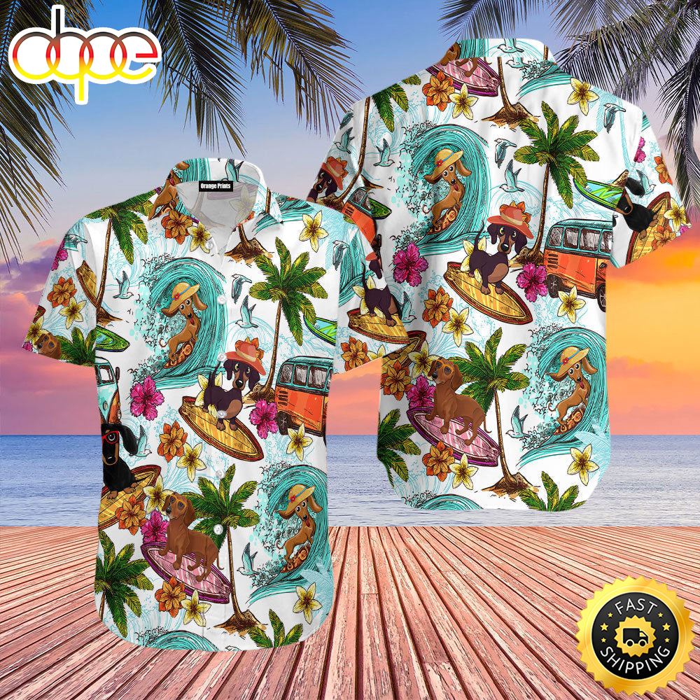 Enjoy Surfing With Dachshund Dog Hawaiian Shirt Mens Hawaiian Shirt Gifts For Dog Lovers 1