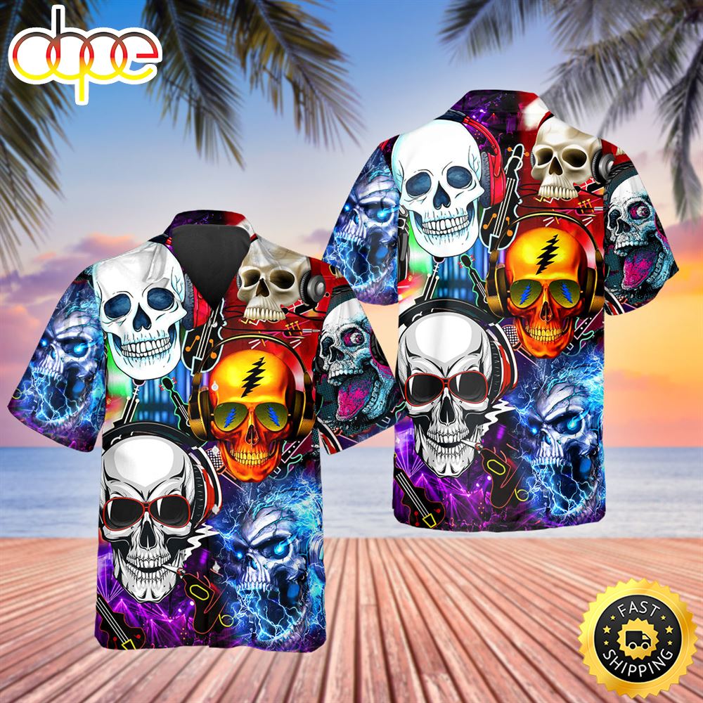 Fancy Skull Rock Music Hawaiian Shirt Hawaiian Shirt For Men Best Hawaiian Shirts 1