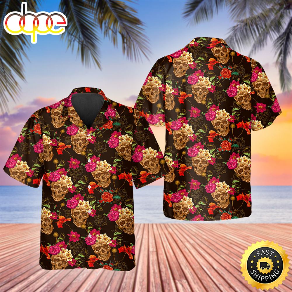 Flower Garden Floral Skull Hawaiian Shirt Hawaiian Shirt For Men Best Hawaiian Shirts 1