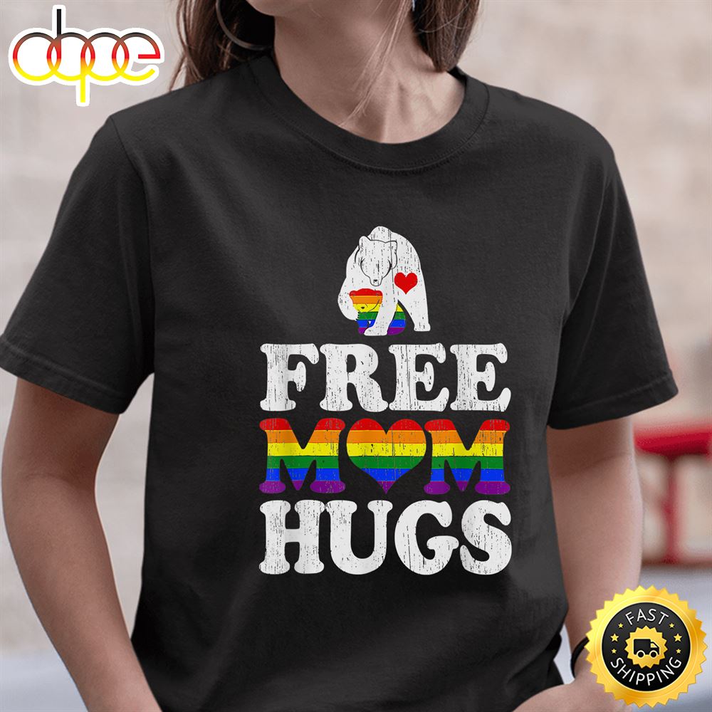 Free Mom Hugs Mama Bear For Pride Month LGBT Valentines Day T-shirt ...