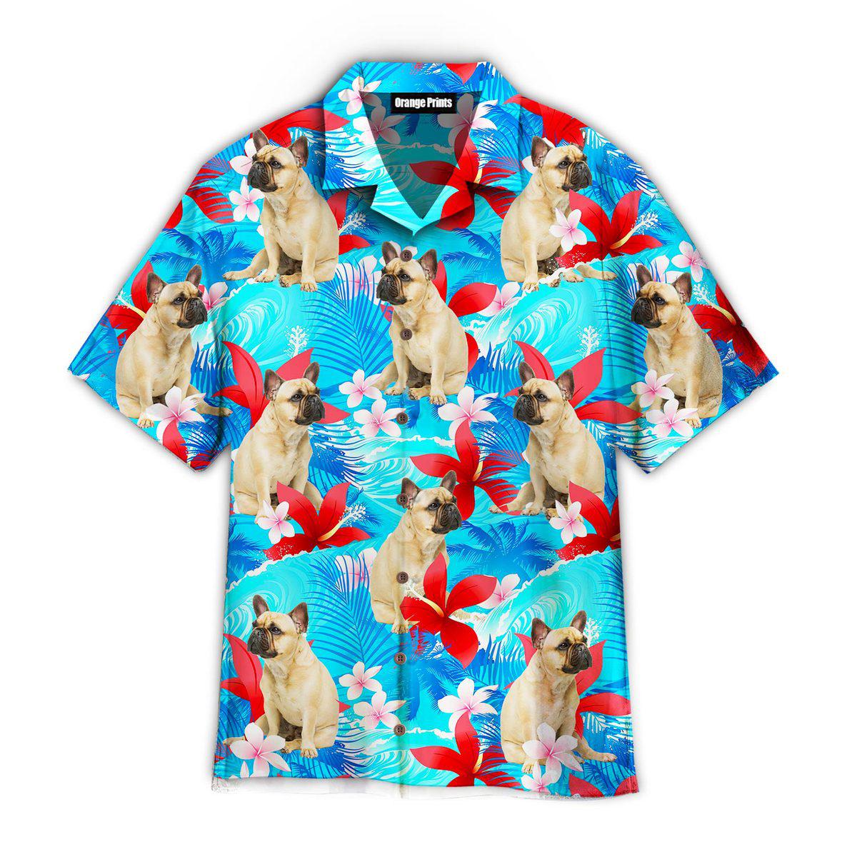 French Bulldog Happy With Summer Beach Pattern Dog Hawaiian Shirt Mens Hawaiian Shirt Gifts For Dog Lovers 1