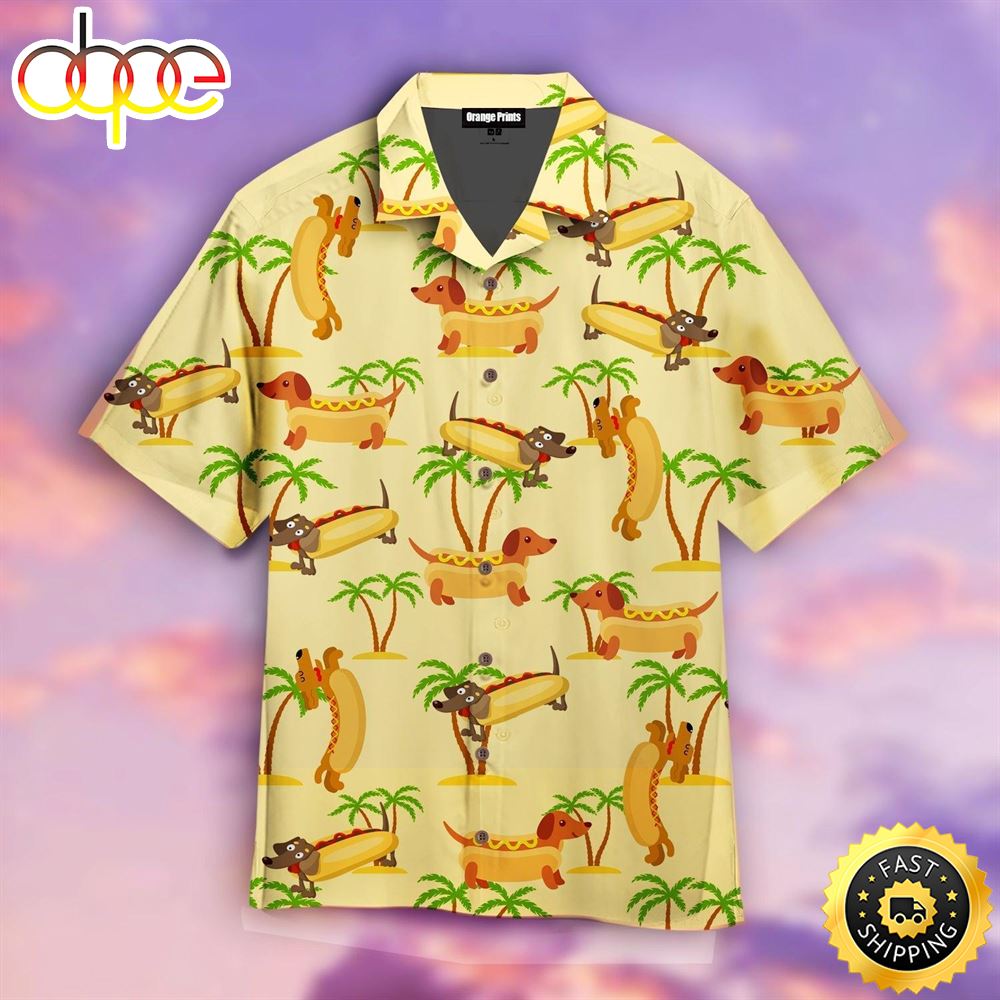 Funny Dachshund Hotdog Hawaiian Shirt Mens Hawaiian Shirt Gifts For Dog Lovers 1