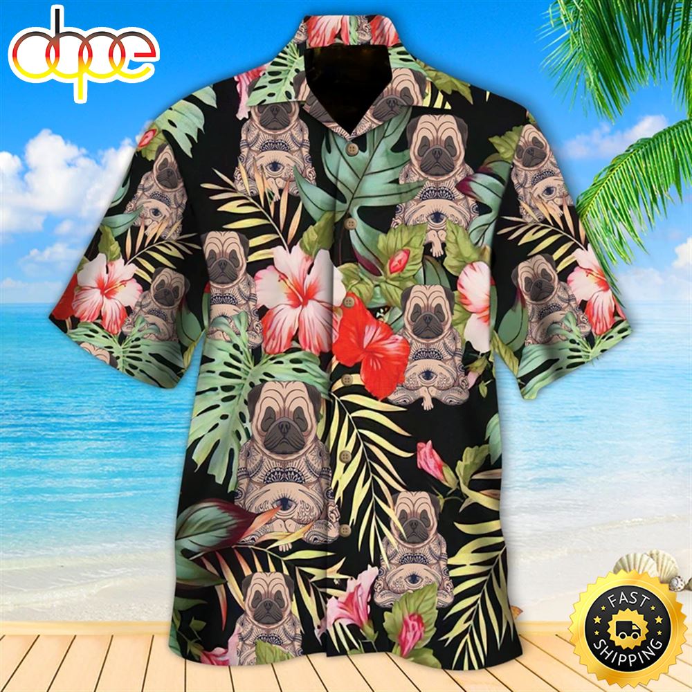Funny Pug Dog Hawaiian Shirt Mens Hawaiian Shirt Gifts For Dog Lovers 1