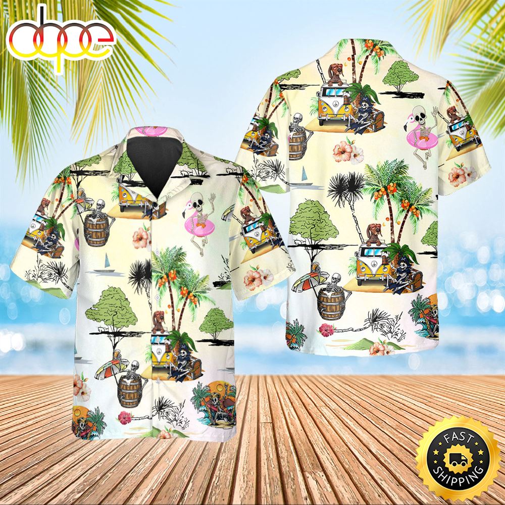 Funny Skull Beach Dancing Hawaiian Shirt Hawaiian Shirt For Men Best Hawaiian Shirts 1