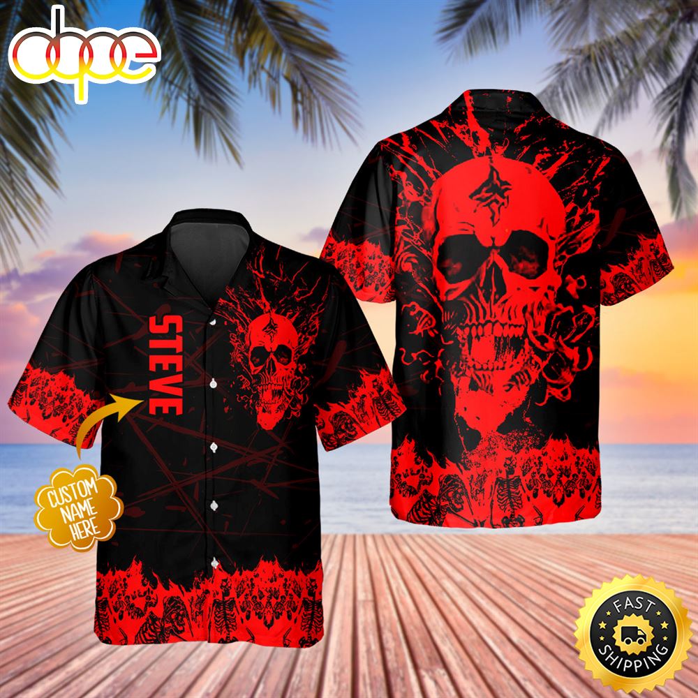 Ghost Blood Skull Personalized Hawaiian Shirt Hawaiian Shirt For Men Best Hawaiian Shirts 1