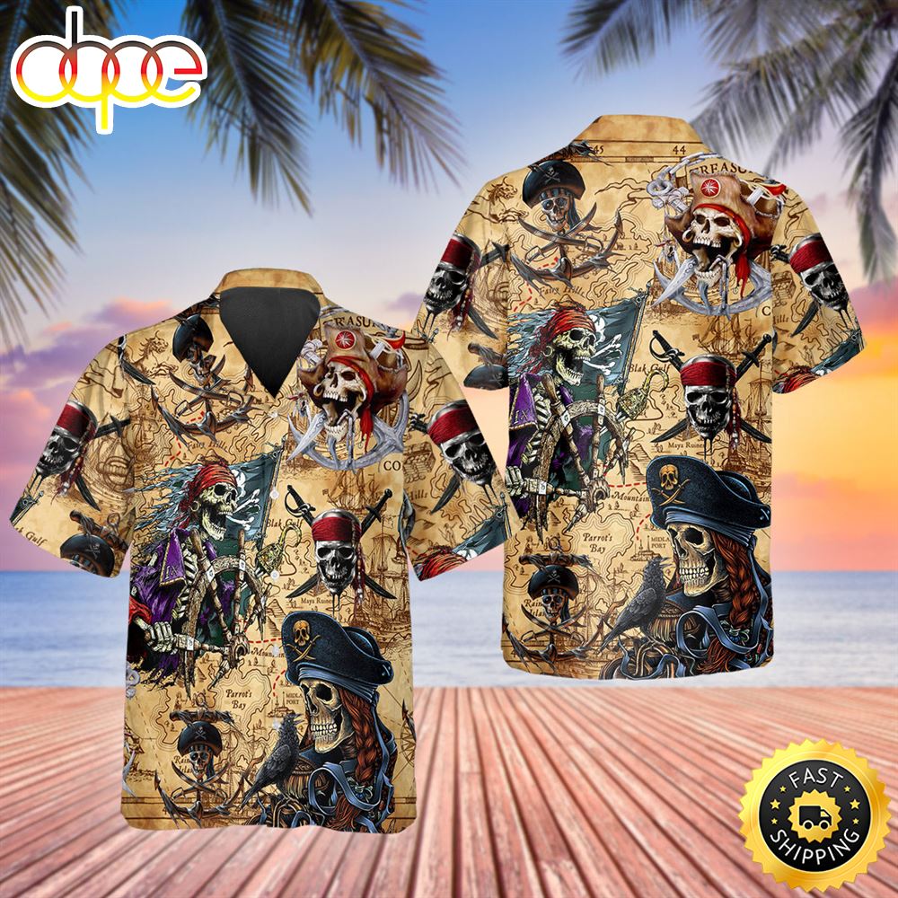 Ghost Pirates Team Skull Hawaiian Shirt Hawaiian Shirt For Men Best Hawaiian Shirts 1