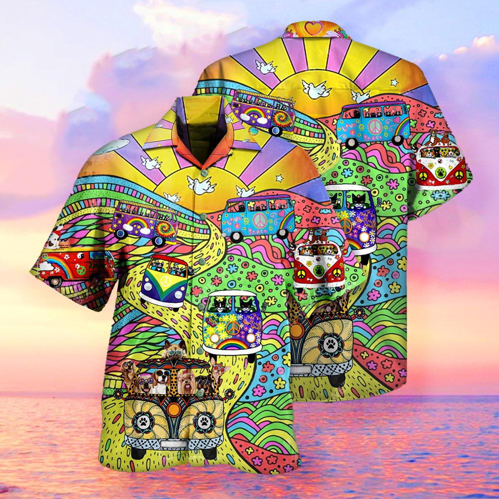 Gift For Pet Lover Trippie Hippie Cat Dog Hawaiian Shirt Mens Hawaiian Shirt Gifts For Dog Lovers 1