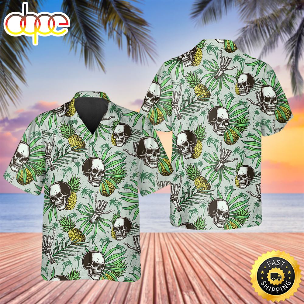 Green Pineapple Skull Hawaiian Shirt Hawaiian Shirt For Men Best Hawaiian Shirts 1