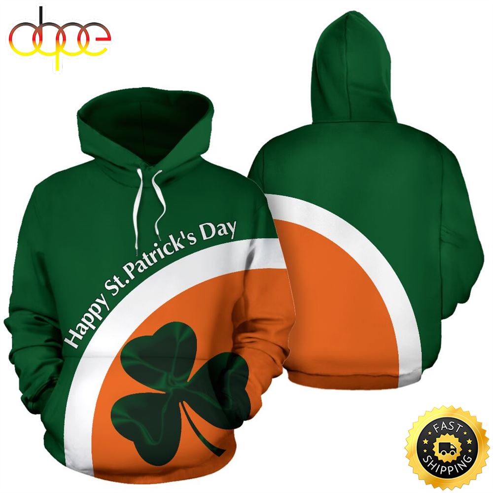 Happy Irish Orange Full Hoodie Irish St.Patricks Day All Over Print Shirt