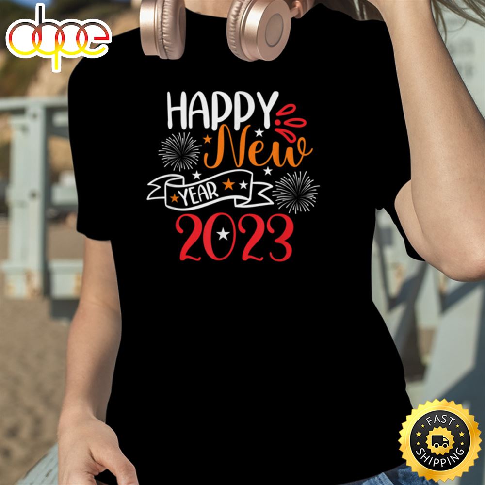 Happy New Year 2023 Fireworks Design Unisex Basic T Shirt 1