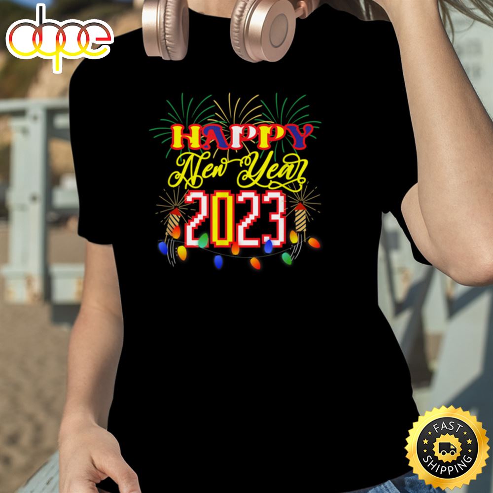Happy New Year 2023 Pixelated Design Unisex Basic T Shirt 1