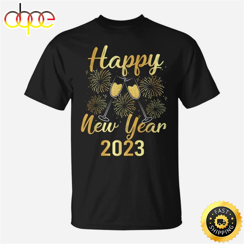 Happy New Year Nye Fireworks New Years Eve Party Champagne T Shirt Unisex Tee 1