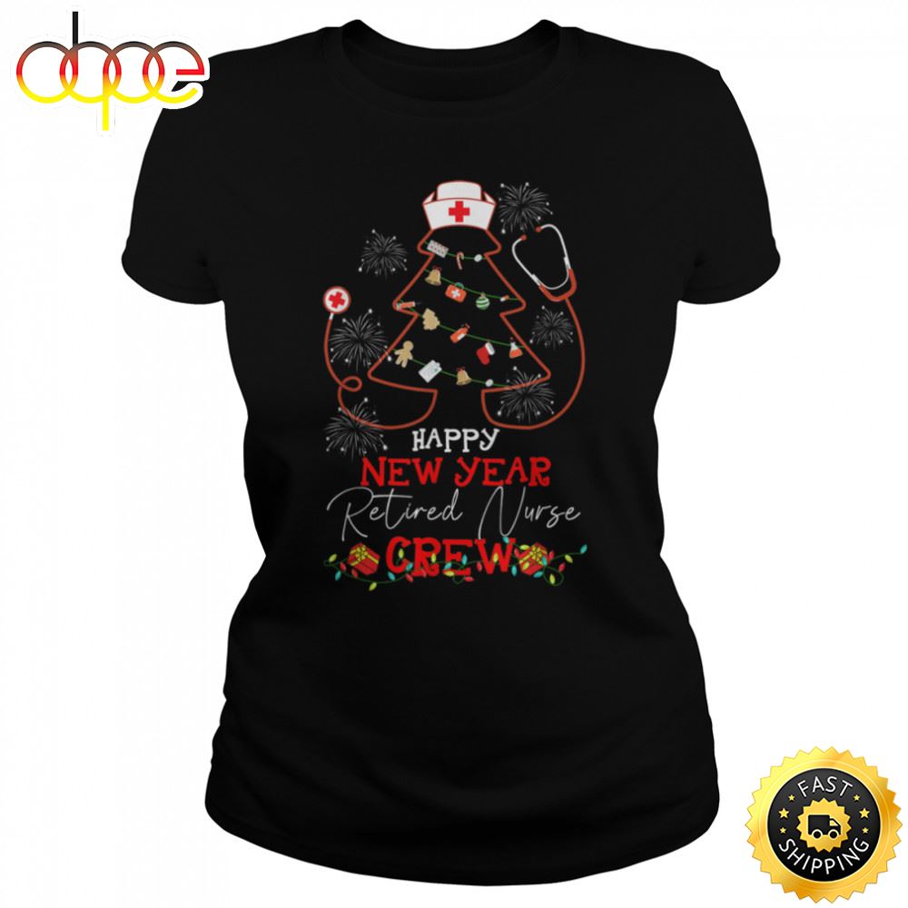 Happy New Year Retired Nurse Crew Reindeer Nurse Christmas Unisex Basic T Shirt 1