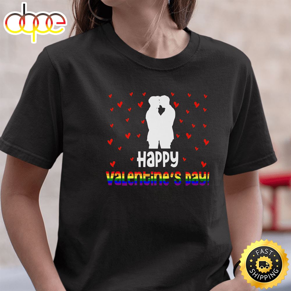 Happy Valentine S Day Gay Valentine Gay Couple LGBT Pride Premium Valentines Day T Shirt Unisex