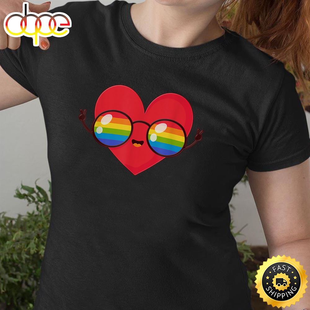 Happy Valentine S Gay Cute Valentine Day Pride LGBT Gift Valentines Day Black T Shirt