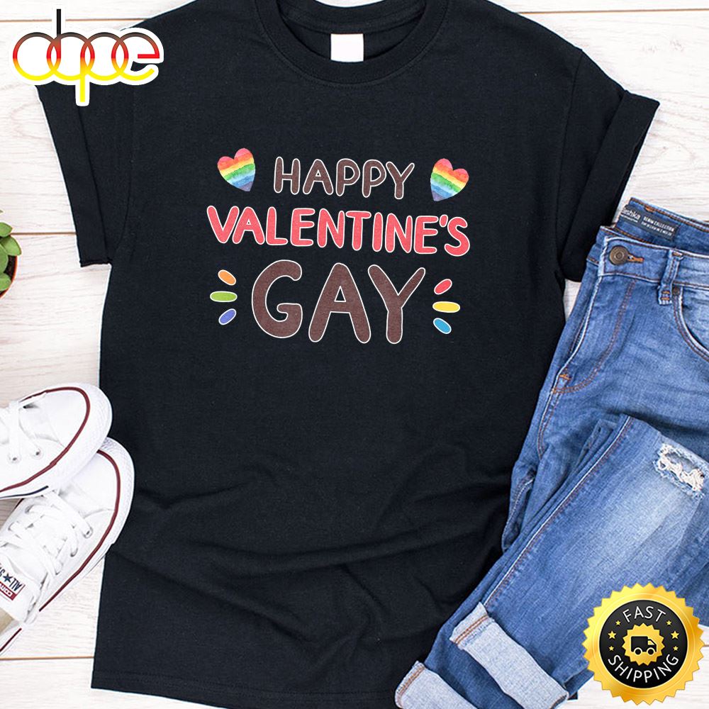 Happy Valentine S Gay Cute Valentine Day Pride LGBT Gift Valentines Day T Shirt