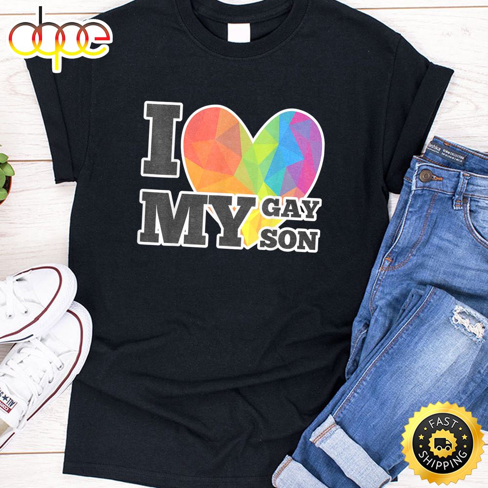 I Love My Gay Son Valentines Day T Shirt LGBT Pride Gift Gay Lesbian March Valentines Day T Shirt