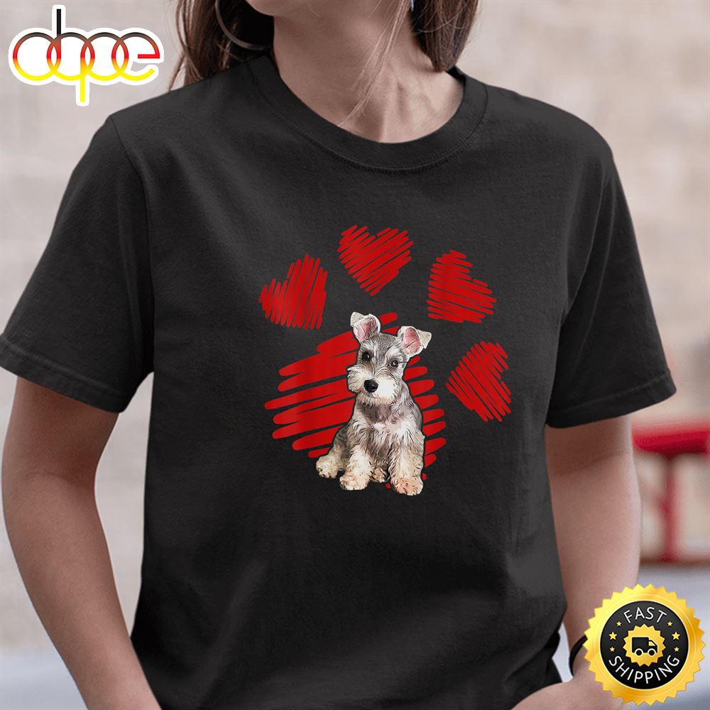 I Love Schnauzer Dog Paws Lover For Valentine T Shirt