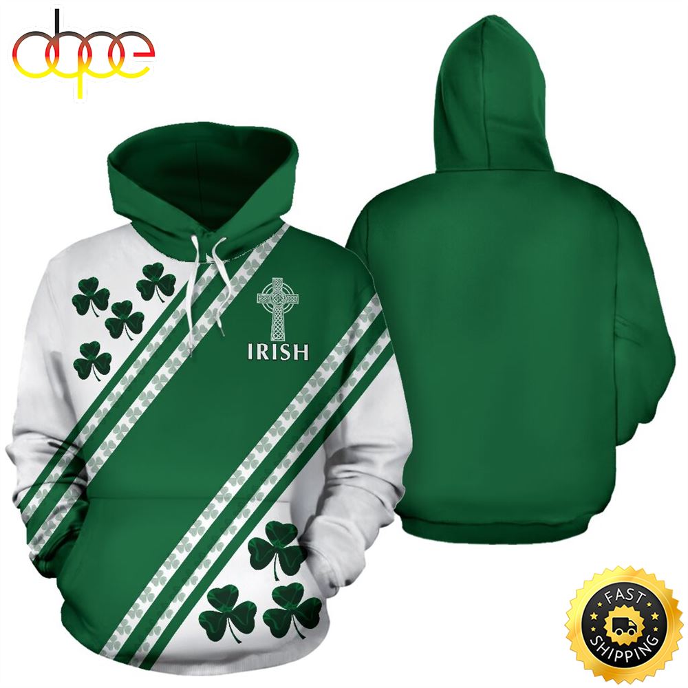 Irish Celtic Shamrock Full Hoodie St.Patricks Day All Over Print Shirt