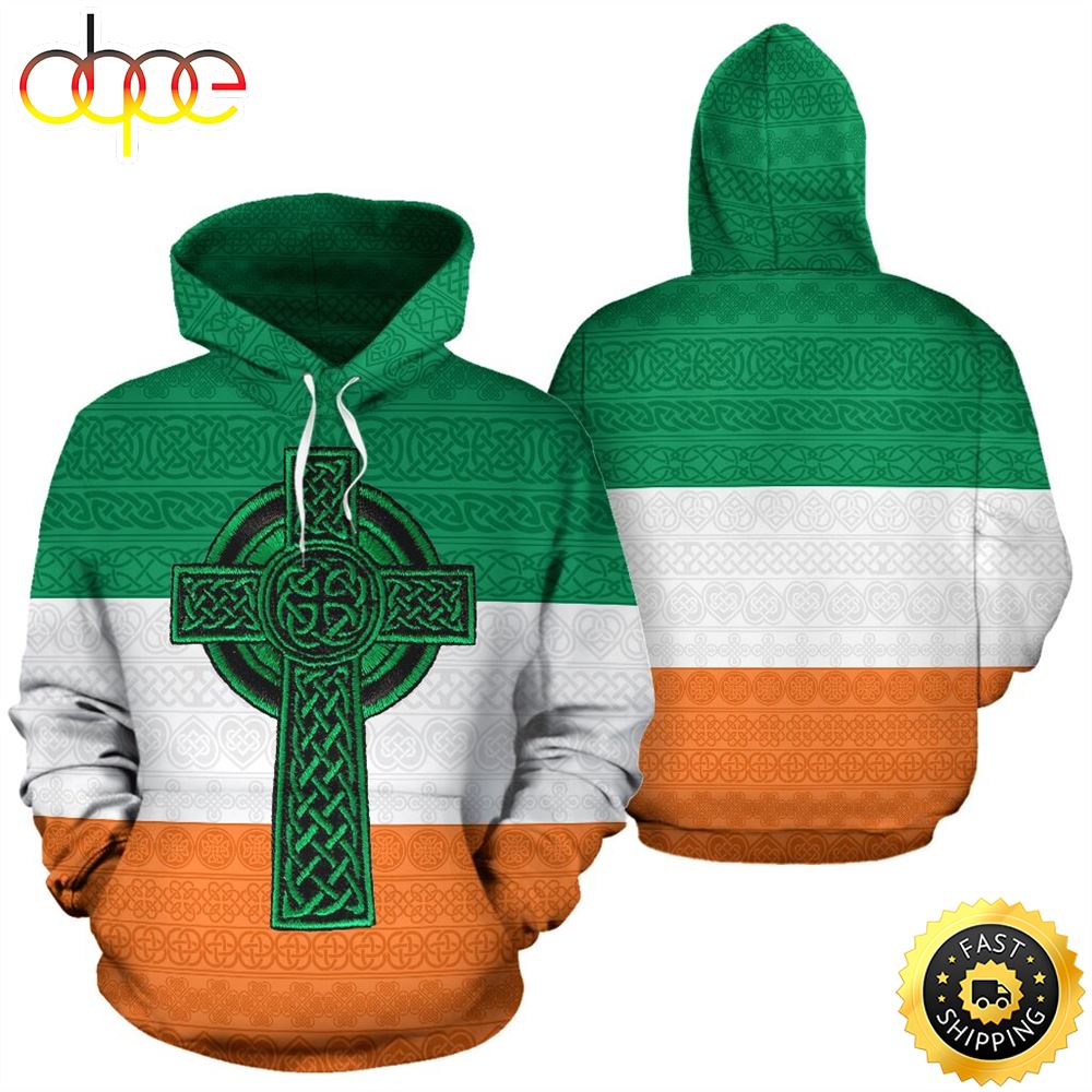Irish Cross Celtic Full Hoodie Irish St.Patricks Day All Over Print Shirt
