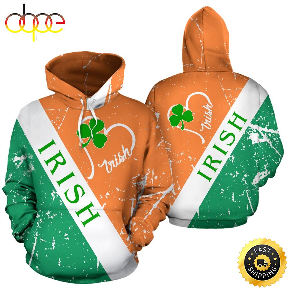Irish Flag Full Hoodie St.Patricks Day All Over Print Shirt