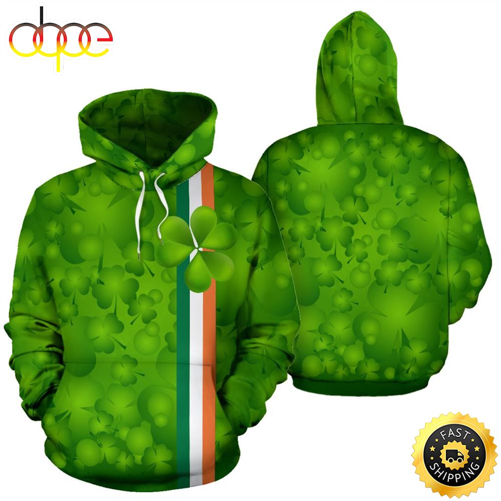 Irish Shamrock Ireland Full Hoodie St.Patricks Day All Over Print Shirt
