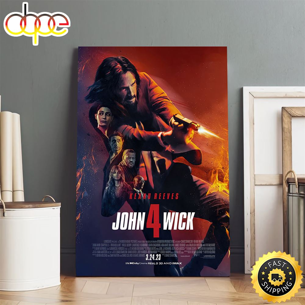 John Wick Chapter 4 Movies Keanu Reeves Poster Canvas